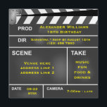 Coola Clapper Board 18:e födelsedagen Inbjudningar<br><div class="desc">Coola, roligt personlig klapper board stil 18:e födelsedagsfest inbjudan för manar och pojkens. En roligt och funky för coola av ett filmklipp med en kritbakgrund. Du kan anpassa rubrikerna Producer, Director, Scene, Take, Date och Camera med din händelseinformation. All text på inbjudan i fantastisk födelsedagsfest är helt och hållet anpassade...</div>