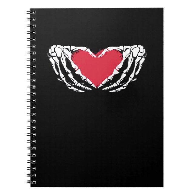 Coola Classic Funny Skeleton Händer Heart - Valent Anteckningsbok (Framsidan)