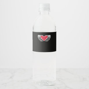 Coola Classic Funny Skeleton Händer Heart - Valent Vattenflaskor Etikett