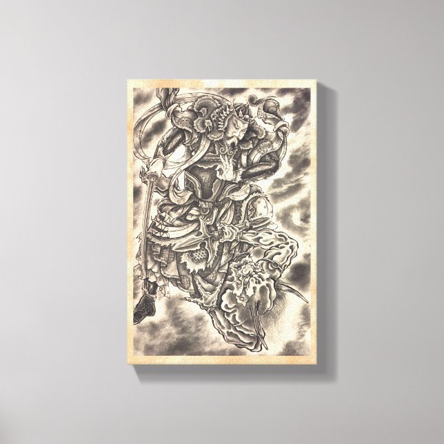 Coola Classic vintage japanese demon samurai match Canvastryck (Framsida)