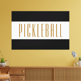 Coola Classy Pickleball Text Black White Rand Canvastryck