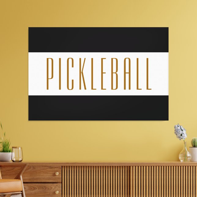 Coola Classy Pickleball Text Black White Rand Canvastryck (Insitu (Vardagsrum))