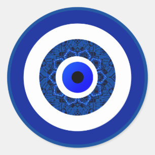 Coola Cobalt Blue Greek Mandala Nazar Evil Öga Runt Klistermärke