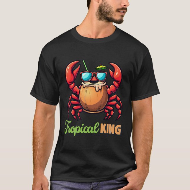 Coola Coconut Crab: Tropical Vibes på Sleeven T Shirt (Framsida)