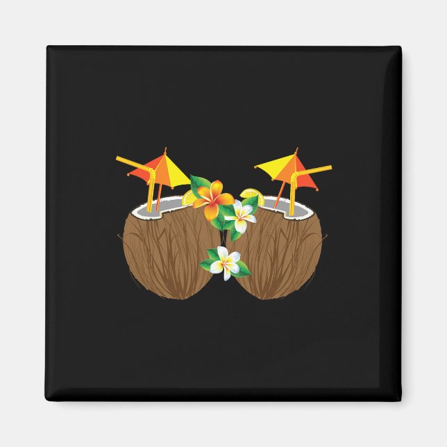 Coola Coconut Drinks Breast Funny Handflatan Träd  Magnet (Framsidan)