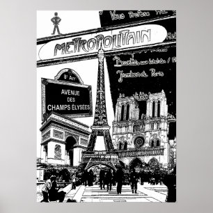 Coola Collage of Photo Illustrations of Paris Poster