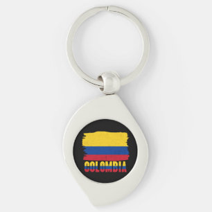 Coola Colombia Flagga Swirl Silverfärgad Nyckelring