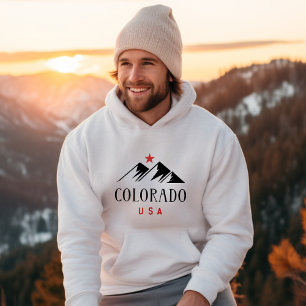 Coola Colorado USA Mountains with Star Light-Färg Hoodie