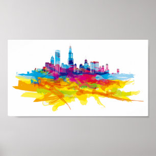 Coola Colorful Chicago Skyline Poster