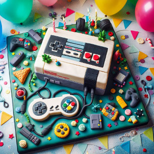 COOLA COLORFUL GAMERS THEME BARNS FÖDELSEDAG CAKE KORT
