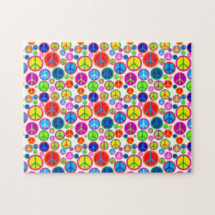 Coola Colorful Groovy Peace Symbols Pussel