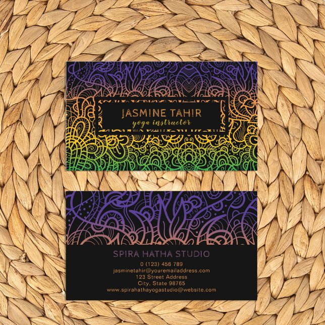 Coola Colorful Hand plockade Doodle Yoga Instructo Visitkort (Skapare uppladdad)