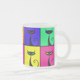 Coola Colorful Kattunge Pop Art Frostad Glasmugg