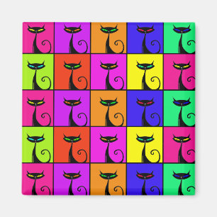 Coola Colorful Kattunge Pop Art Magnet