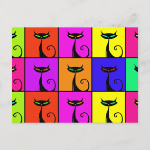 Coola Colorful Kattunge Pop Art Vykort
