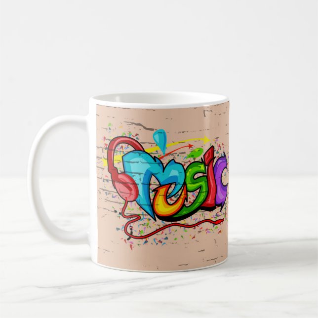 Coola Colorful Music Graffiti Kaffemugg (Vänster)