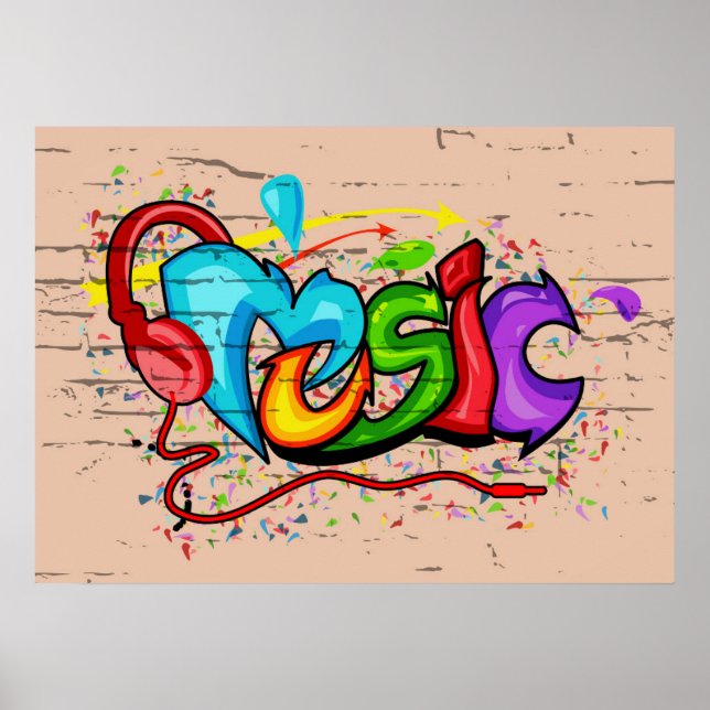 Coola Colorful Music Graffiti Poster (Framsidan)