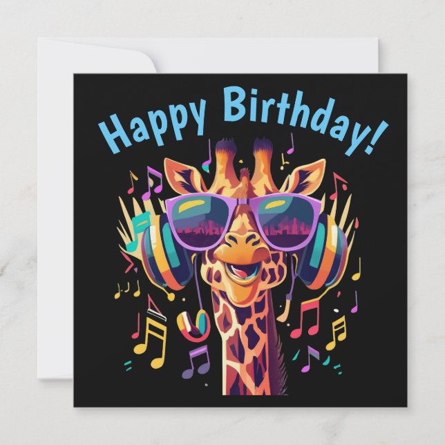 Coola Colorful Party Giraffe med hörlurar (Framsida)