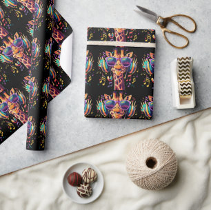 Coola Colorful Party Giraffe med hörlurar Presentpapper