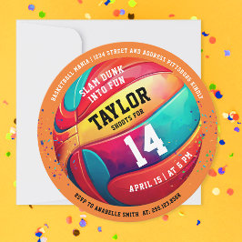 Coola Colorful Sport Basketball Birthday med alla Inbjudningar