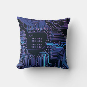 Coola Computer Circuit Board Blue Kudde