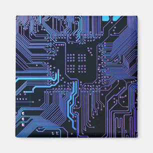 Coola Computer Circuit Board Blue Magnet