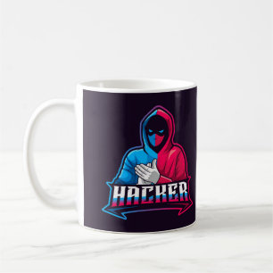 Coola Computer Hacker Tecknad Teckning Kaffemugg