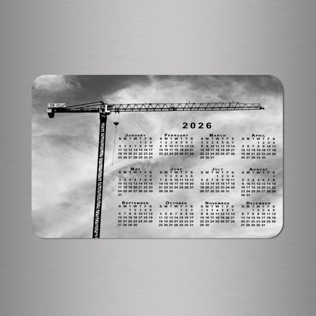 Coola Construction Crane Photo 2026 Calendar Magnet (Cool Construction Crane Photo 2026 Calendar Magnet in situ)