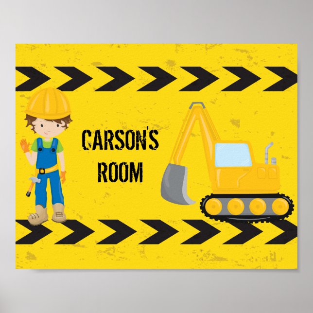 Coola Construction Excavator Anpassningsbar Kids R Poster (Framsidan)