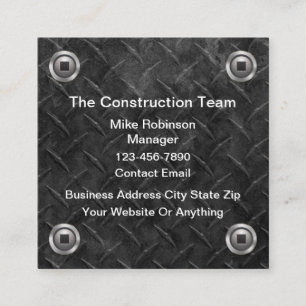 Coola Construction Faux Metall Background Fyrkantigt Visitkort