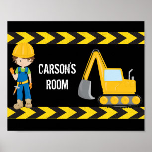 Coola Construction Fordon Anpassningsbar Kids Room Poster