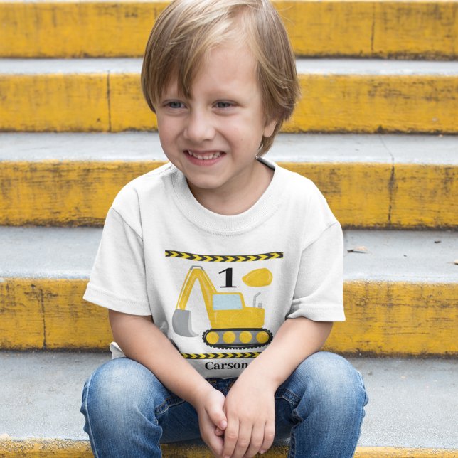 Coola Construction Fordon Boys 1st Birthday Anpass T Shirt (Skapare uppladdad)