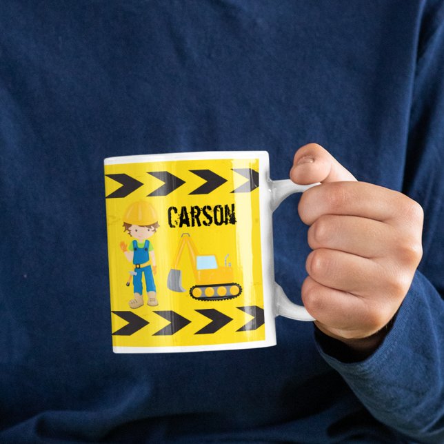 Coola Construction Fordon Cute Kids Monogram Boys Kaffemugg (Skapare uppladdad)