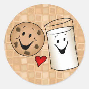 Coola Cookies och Mjölk Friends Tecknad Runt Klistermärke