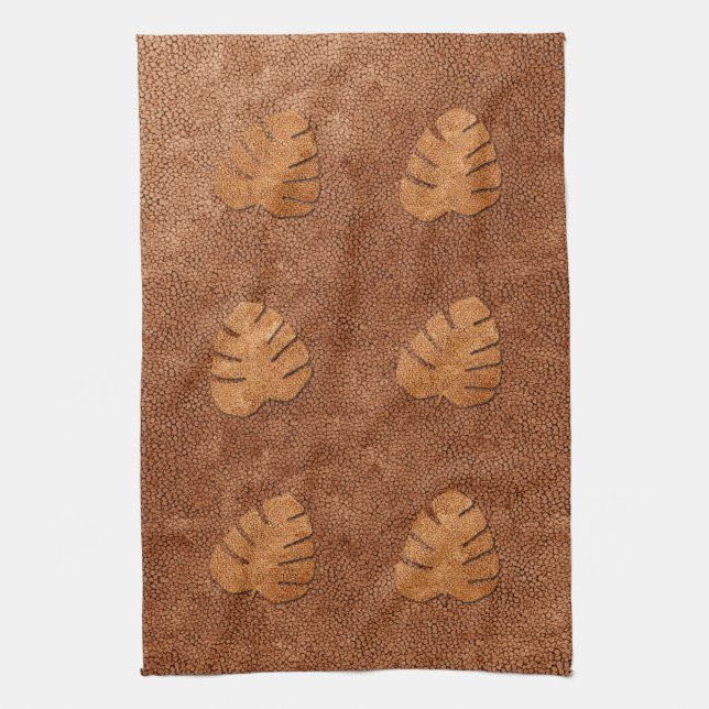 Coola Copper Struktur Monstera Löv Towel Kökshandduk (Vertikal)