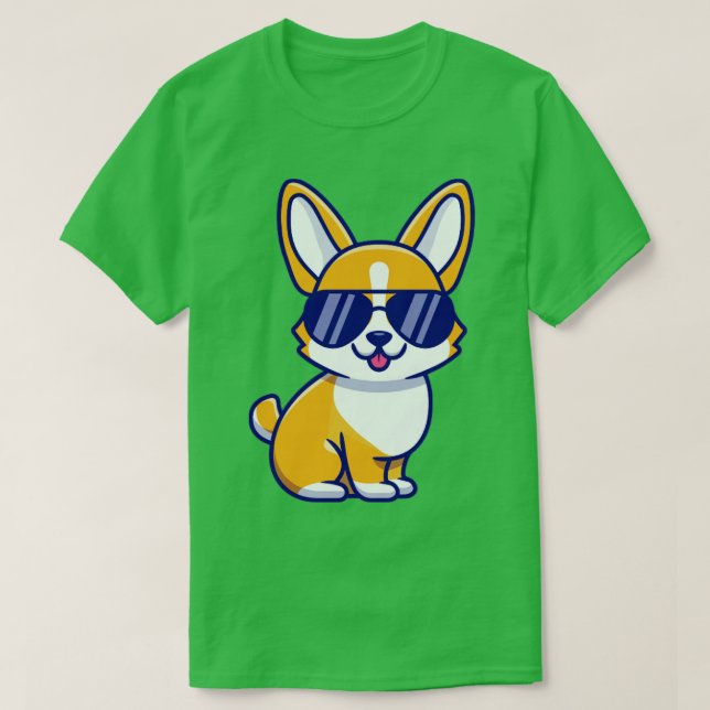 Coola Corgi Hund med eyeglass T Shirt (Design framsida)