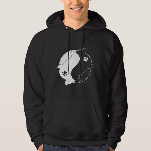 Coola Corgi Yin Yang Tass Hund Corgi Hoodie (Framsida)