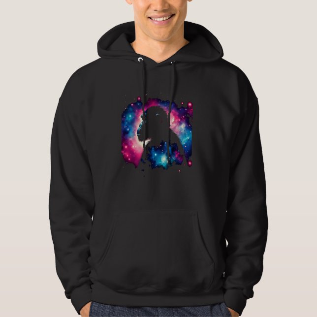 Coola Cosmic Bonobo Galaxy Graphic Space Art Hoodie (Framsida)