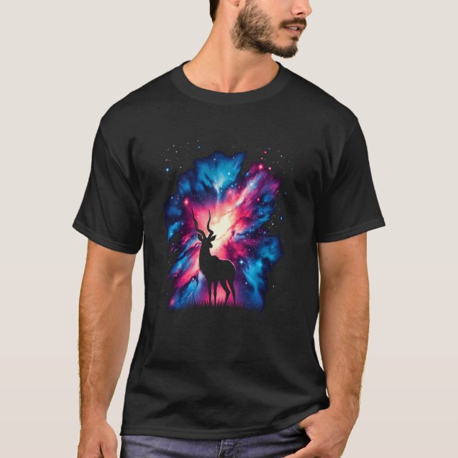 Coola Cosmic Eland Galaxy Graphic Space Art T Shirt (Framsida)