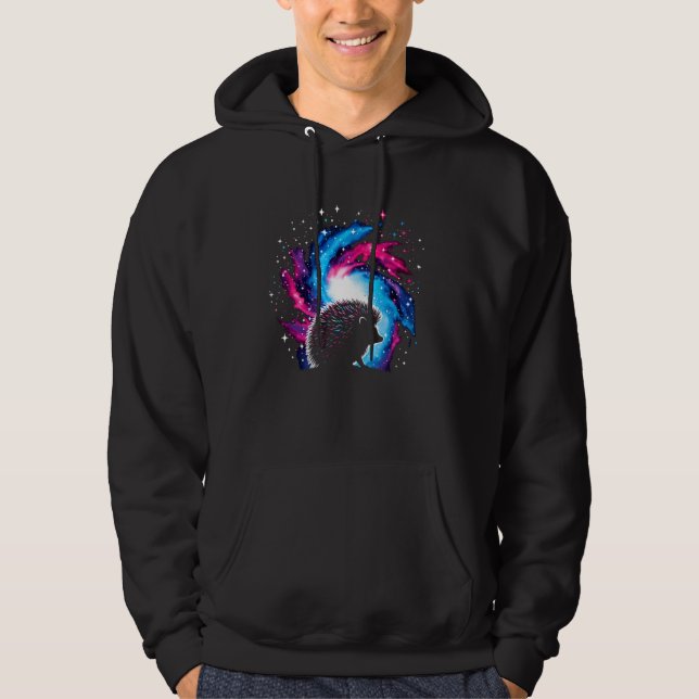 Coola Cosmic Hedgehog Galaxy Graphic Space Art Hoodie (Framsida)