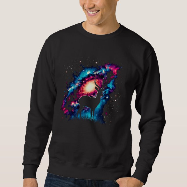Coola Cosmic Impala Galaxy Graphic Space Art Lång Ärmad Tröja (Framsida)