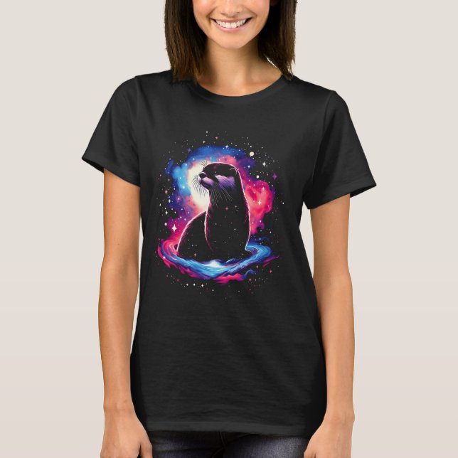 Coola Cosmic Otter Galaxy Graphic Space Art T Shirt (Framsida)