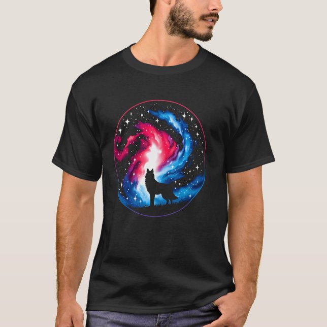 Coola Cosmic Varg Galaxy Graphic Space Art T Shirt (Framsida)