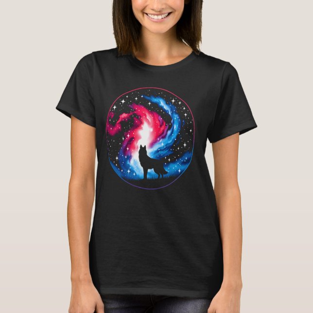 Coola Cosmic Varg Galaxy Graphic Space Art T Shirt (Framsida)