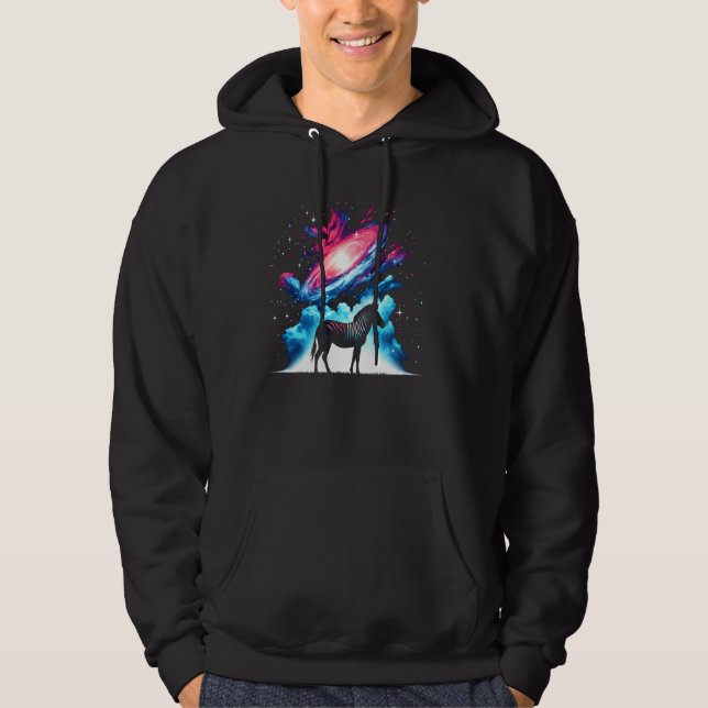 Coola Cosmic Zebra Galaxy Graphic Space Art Hoodie (Framsida)