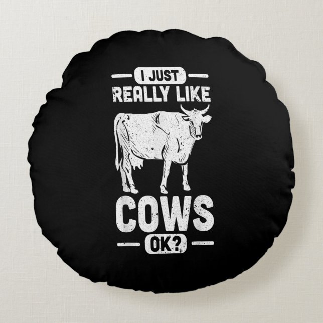 Coola Cow Animal Idea| Funny Cow Älskare Gift Rund Kudde (Framsidan)