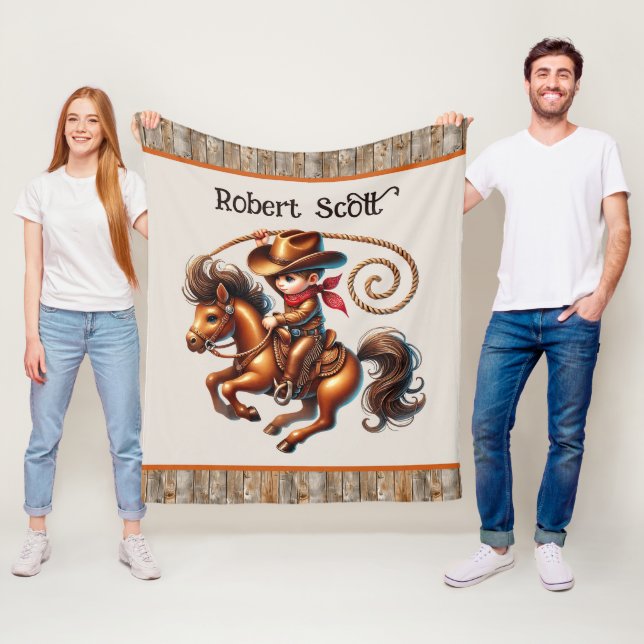 Coola cowbojentusiaster lägger till namn fleecefilt (På plats)