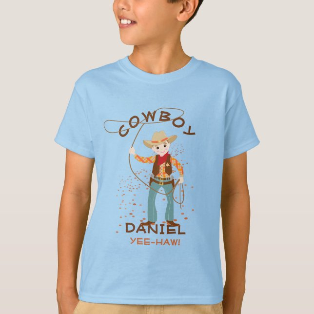 Coola cowboy med lasso barns födelsedag Party T Shirt (Framsida)