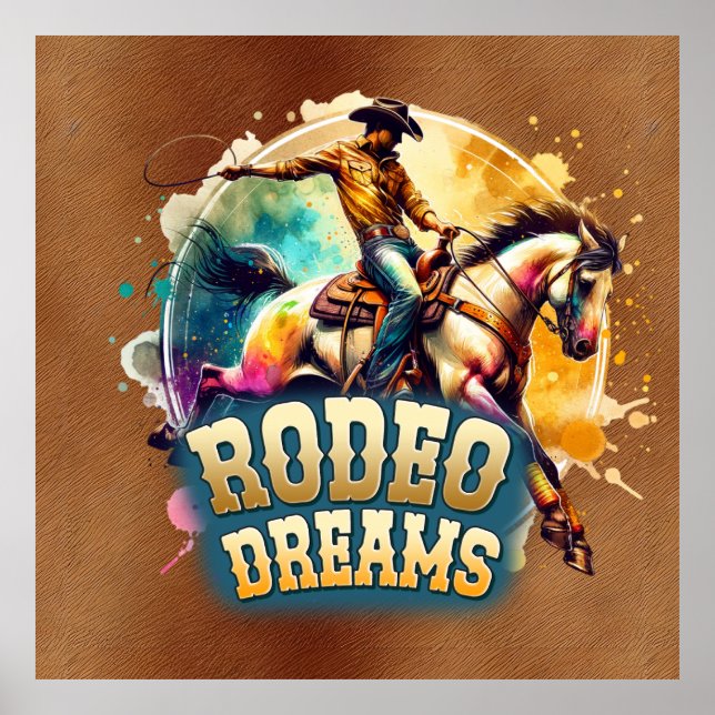 Coola Cowboy Rodeo drömmar Poster (Framsidan)
