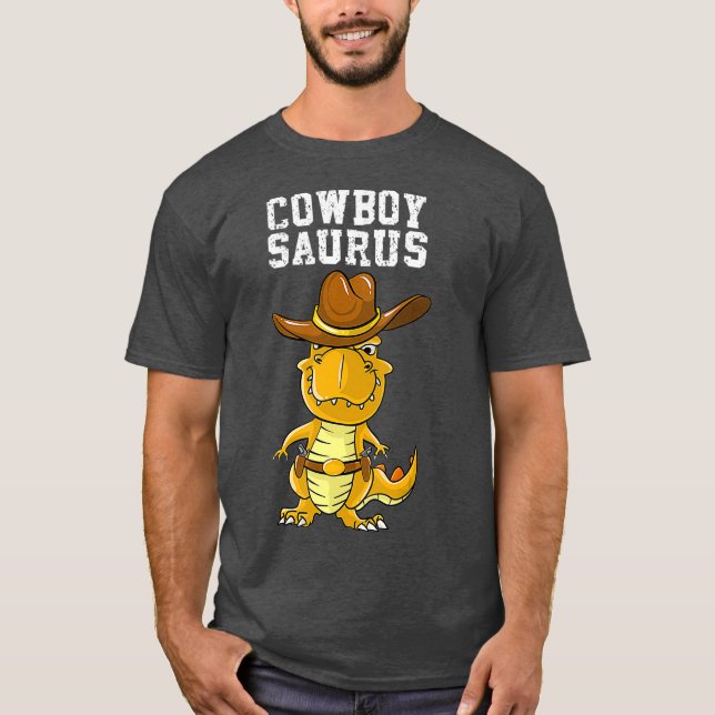 Coola Cowboy Saurus Funny Western Rodeo Dinosaur T Shirt (Framsida)